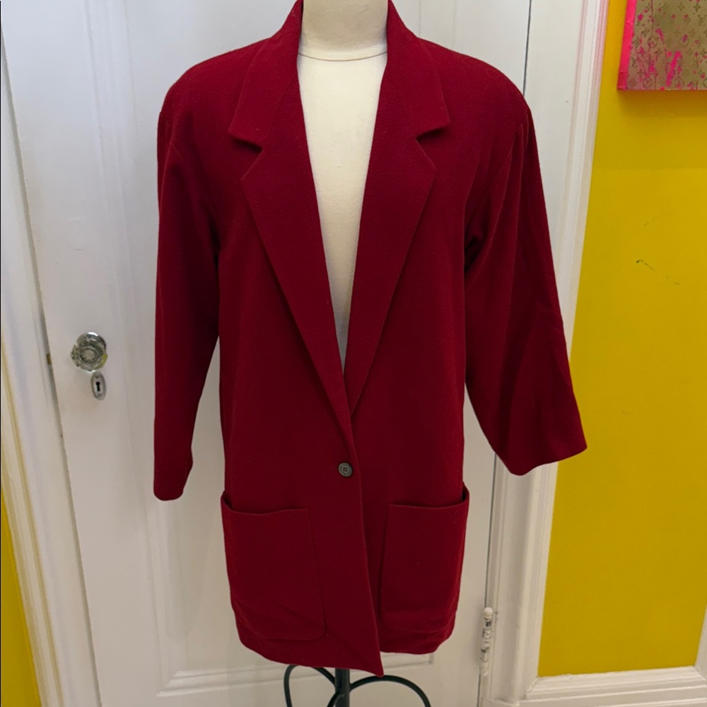 Bergdorf Goodman Vintage 90’s cashmere Women's Red oversized blazer sz 8